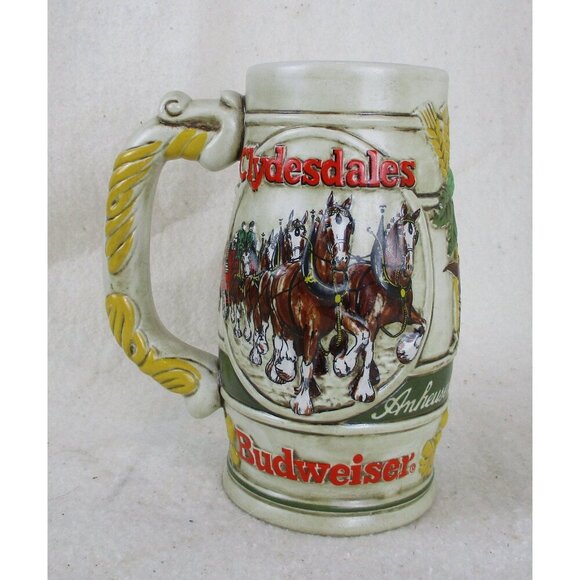 Budweiser Clydesdales Amheuser Busch‎ Beer Stein Ceramic Mug 1983 Ceramarte - Picture 5 of 6